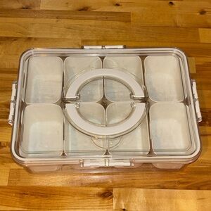 Clear Plastic Food Storage Container with White Lid SNACKLE BOX